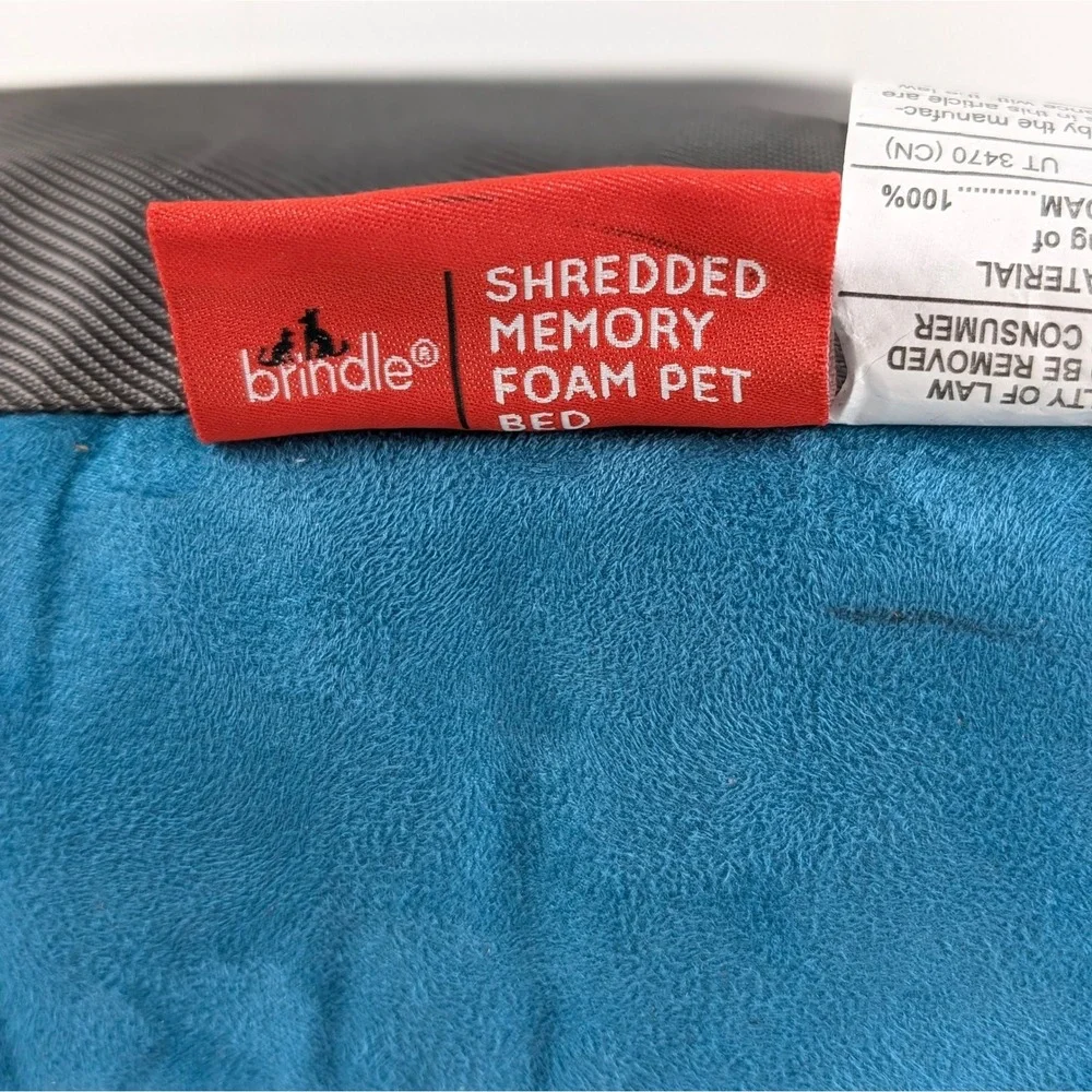 Brindle Shredded Memory Foam Pet Bed Blue Grey Orthopedic 17x11x3 Small Dog Cat